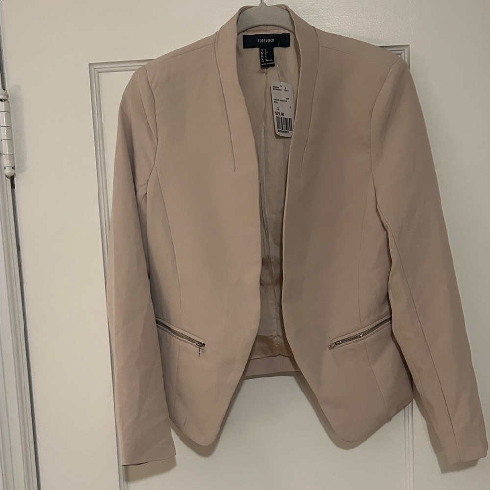 Forever 21 Blush Open-Front Tailored Blazer